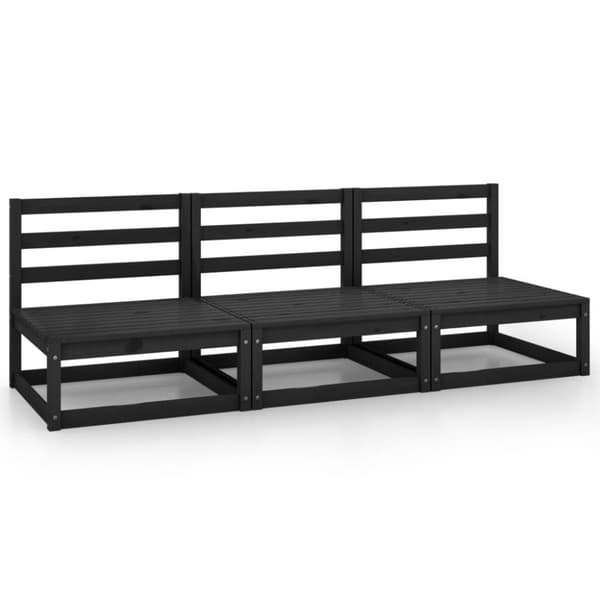vidaXL 3-personers havesofa massivt fyrretræ sort