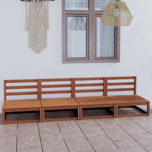 vidaXL 4-seters hagesofa honningbrun heltre furu