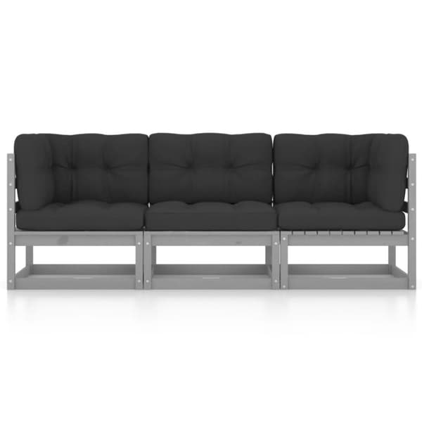 vidaXL Hagesofa med puter 3-seters heltre furu