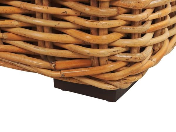 Rattansofa Beige Natur og Hvid Polyester 3 Personers Flet Havesofa med Hynder Puder Loungesofa Traditionel Boho Udendørs Terrasse Have