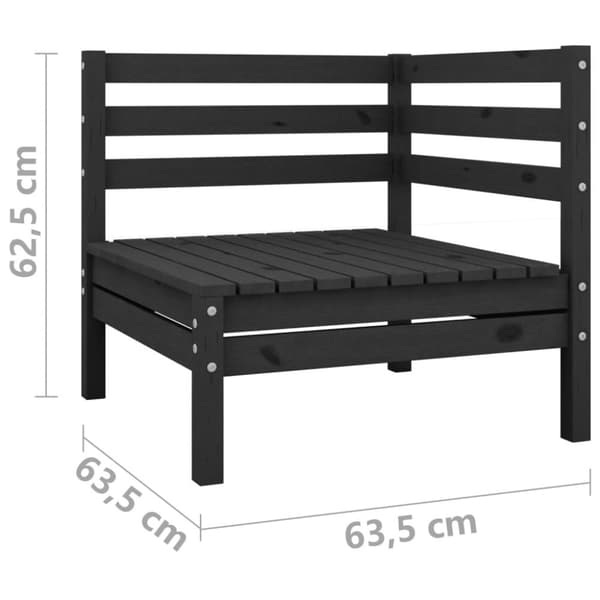 vidaXL 2-seters hagesofa svart heltre furu