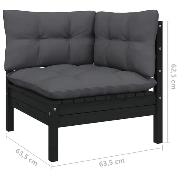 vidaXL 2-personers havesofa med antracitgrå hynder massivt fyrretræ