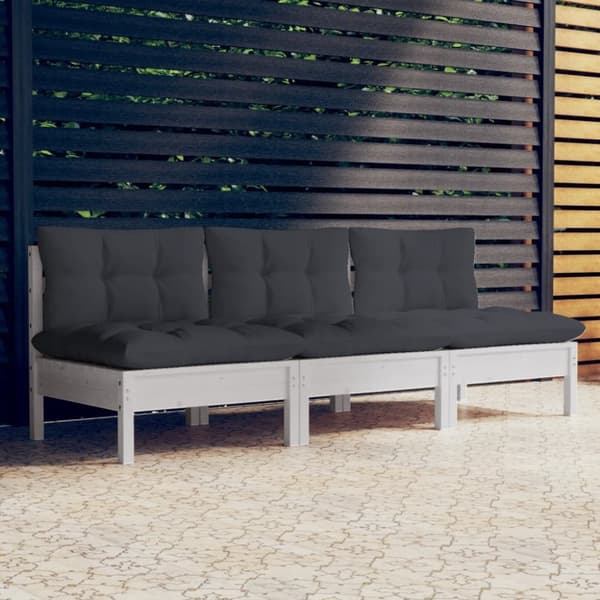 vidaXL 3-personers havesofa med antracitgrå hynder massivt fyrretræ