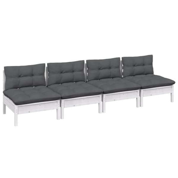vidaXL 4-personers havesofa med antracitgrå hynder massivt fyrretræ