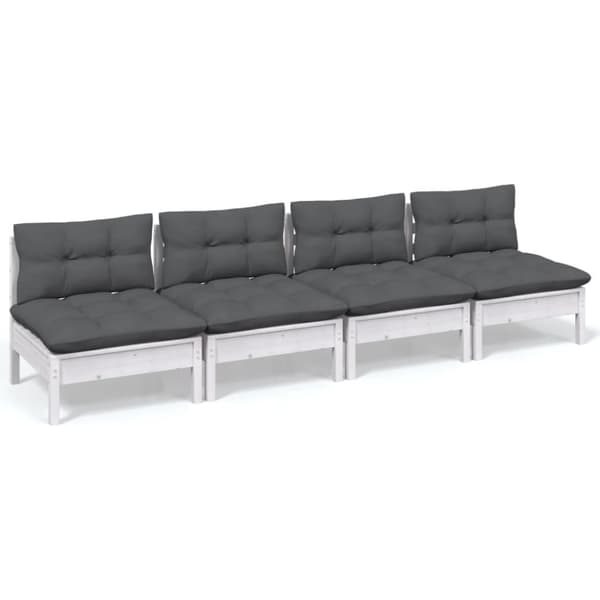 vidaXL 4-personers havesofa med antracitgrå hynder massivt fyrretræ