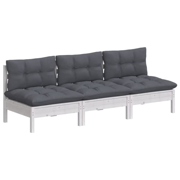 vidaXL 3-seters hagesofa med antrasitt puter heltre furu