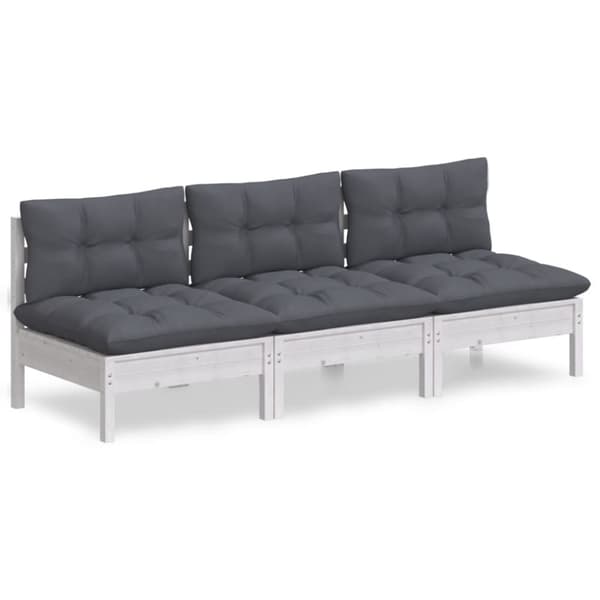 vidaXL 3-seters hagesofa med antrasitt puter heltre furu