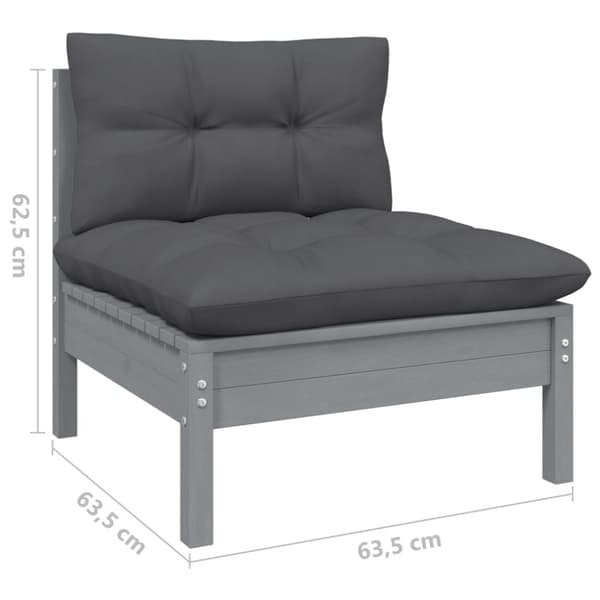 vidaXL Hagesofa med antrasitt puter 4-seters heltre furu