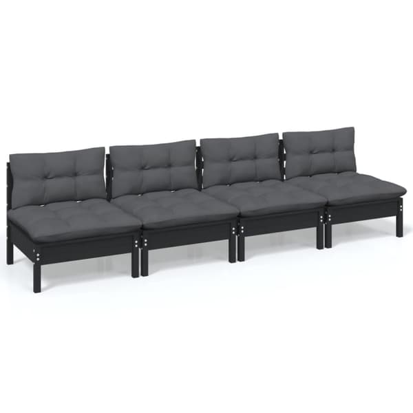 vidaXL Hagesofa med kremhvite puter 4-seters heltre furu