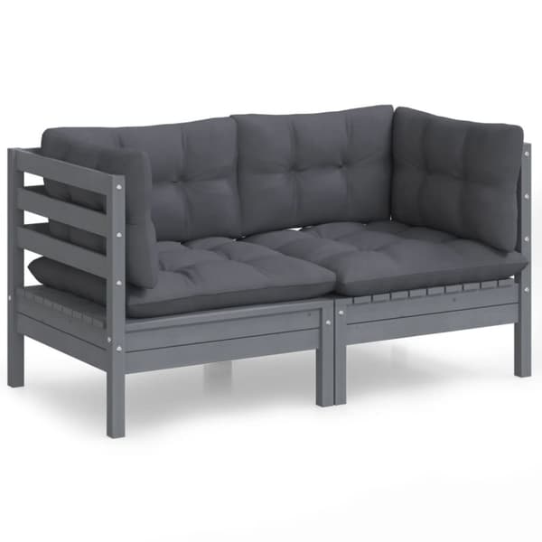 vidaXL 2-personers havesofa med antracitgrå hynder massivt fyrretræ