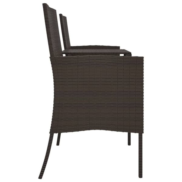 vidaXL 2-personers havestol med tebord polyrattan brun