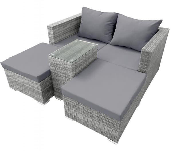 Have modulopbygget sofa og sofabord June glas,metal,polyrattan