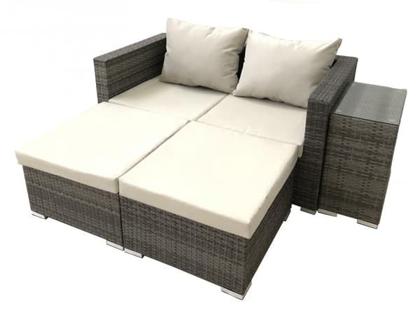 Have modulopbygget sofa og sofabord June glas,metal,polyrattan