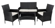 Havesofagruppe 2+1+1 og sofabord Malin sort glas,metal,polyrattan