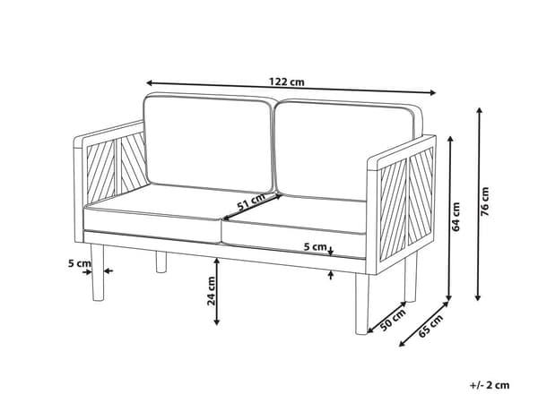 Havesofa Akacietræ Polyester 2 Personers Loungesofa til Udendørs Terrasse Have Tilbehør Lamel Design Moderne Indretning Havemøbel
