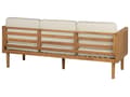 Miniatyrbild 5 av 9: Trädgårdssoffa Akaciaträ 76 cm Ljusbeige Sittkudde Ribbad Design Utomhus Veranda Modern Stil