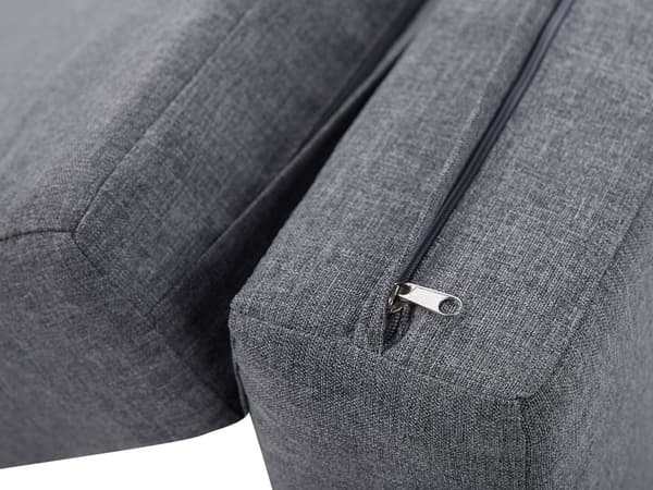 Hagesett med fire senger, hvit og grå aluminiumsramme med baldakin og puter i polyester Utendørsseng