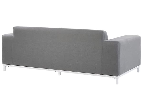 Hagesofa Grått stofftrekk Hvite aluminiumsben Innendørs utemøbler Værbestandig utendørs