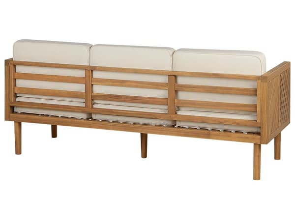 Hagesofa Akasietre 3-seter Lys beige puter Loungemøbler Utendørs Hage Terrasse Rustikk Moderne