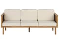 Miniatyrbilde 1 av 9: Hagesofa Akasietre 3-seter Lys beige puter Loungemøbler Utendørs Hage Terrasse Rustikk Moderne