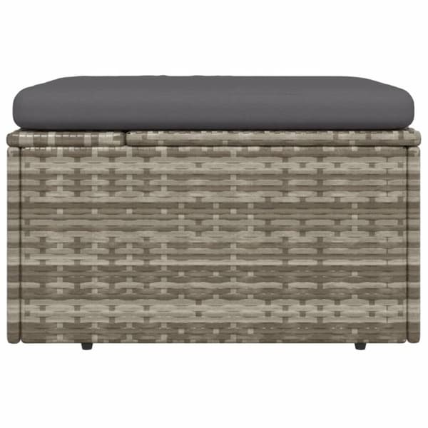 vidaXL Fotpall med dyna för trädgården grå 55x55x30 cm konstrotting