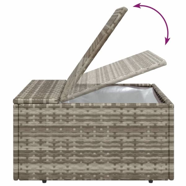 vidaXL Fotpall med dyna för trädgården grå 55x55x30 cm konstrotting