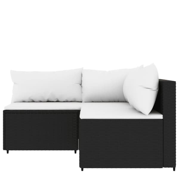 vidaXL Loungegrupp för trädgården med dynor 3 delar svart konstrotting