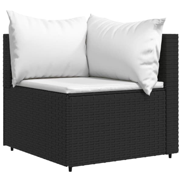 vidaXL Loungegrupp för trädgården med dynor 3 delar svart konstrotting