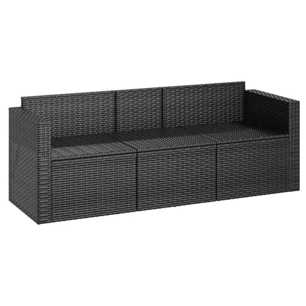 vidaXL 3-personers havesofa med hynder polyrattan sort