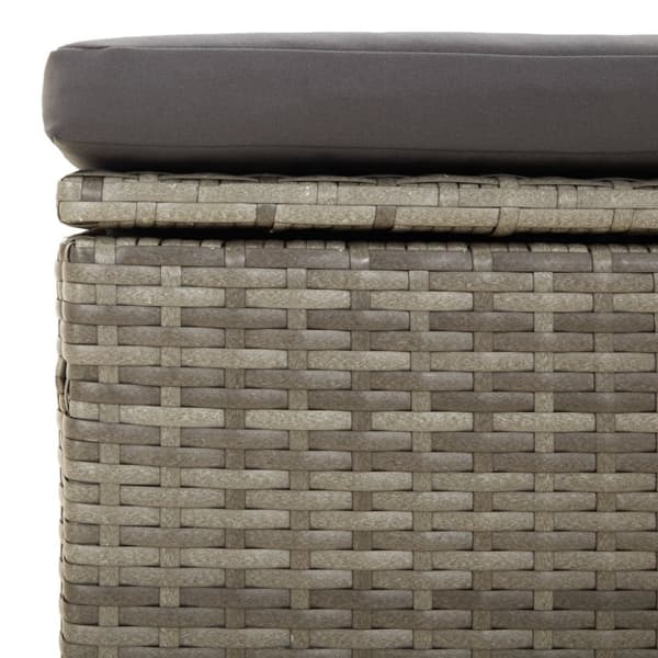 vidaXL fodskammel med hynde til haven 55x55x30 cm polyrattan grå