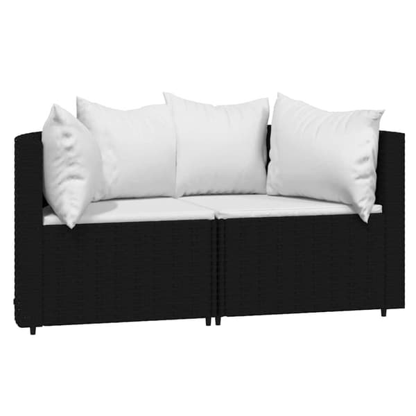 vidaXL hjørnemoduler til havesofa 2 stk. med hynder polyrattan sort