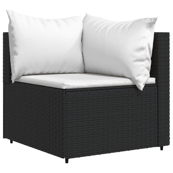 vidaXL hjørnemodul til havesofa med hynder polyrattan sort