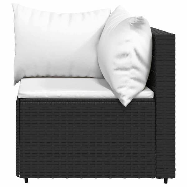 vidaXL hjørnemodul til havesofa med hynder polyrattan sort