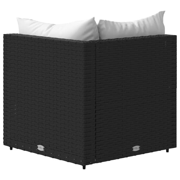vidaXL hjørnemodul til havesofa med hynder polyrattan sort