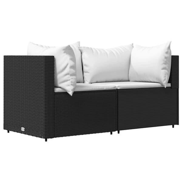 vidaXL hjørnemoduler til havesofa 2 stk. med hynder polyrattan sort