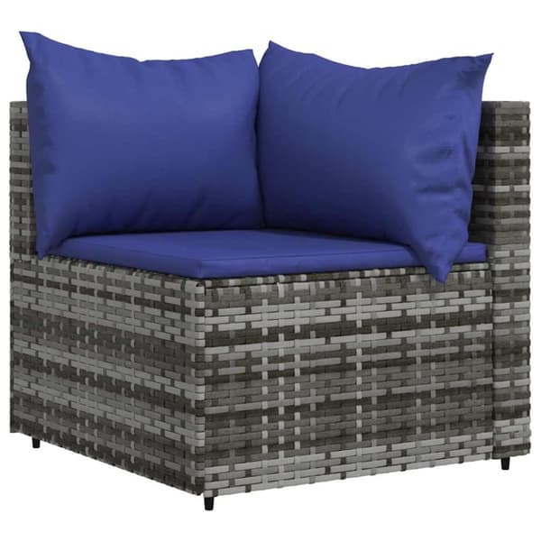 vidaXL hjørnemodul til havesofa med hynder polyrattan grå