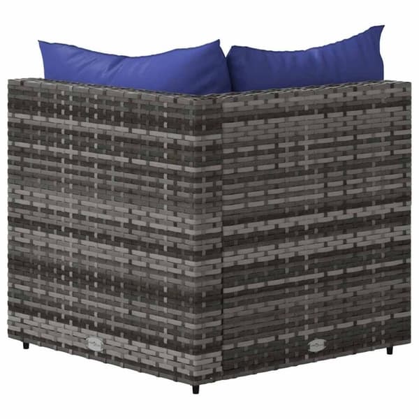 vidaXL hjørnemodul til havesofa med hynder polyrattan grå