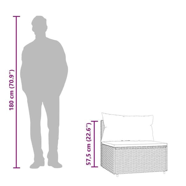 vidaXL loungesæt til haven 3 dele med hynder polyrattan sort