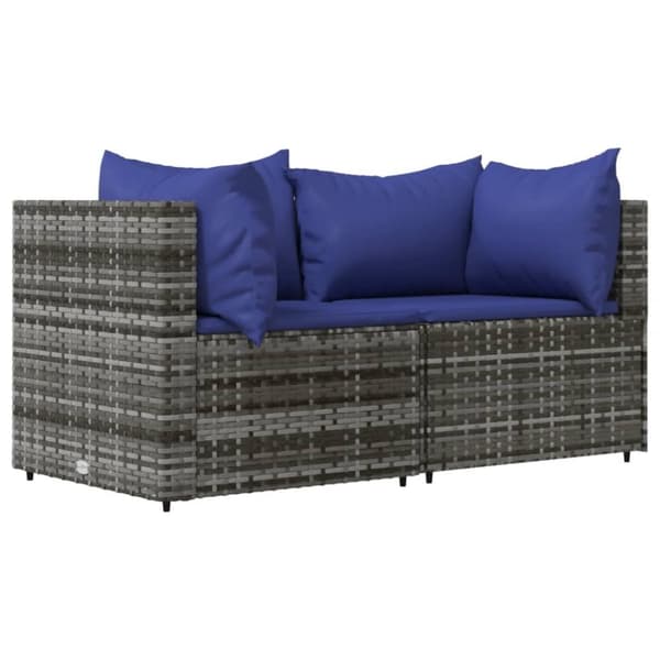 vidaXL hjørnemoduler til havesofa 2 stk. med hynder polyrattan grå
