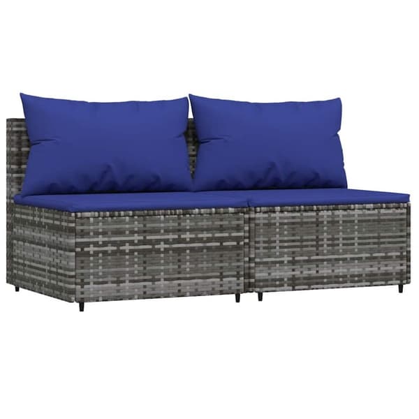 vidaXL midtermoduler til havesofa 2 stk. med hynder polyrattan grå