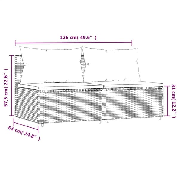 vidaXL midtermoduler til havesofa 2 stk. med hynder polyrattan grå