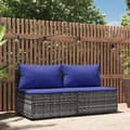 Miniatyrbillede 2 af 10: vidaXL midtermoduler til havesofa 2 stk. med hynder polyrattan grå
