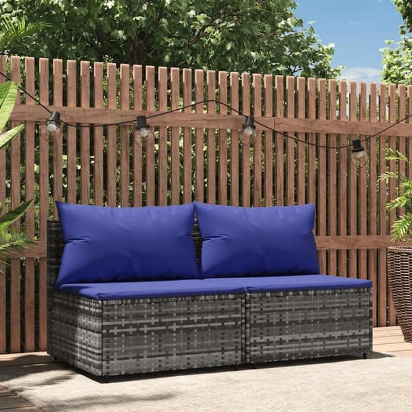 vidaXL midtermoduler til havesofa 2 stk. med hynder polyrattan grå