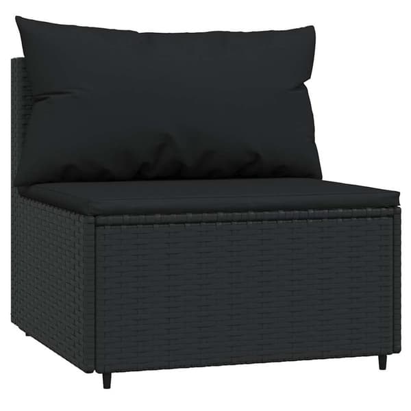 vidaXL midtermodul til havesofa med hynder polyrattan sort