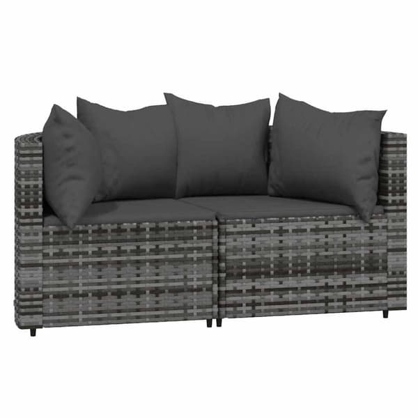 vidaXL loungesæt til haven 3 dele med hynder polyrattan grå