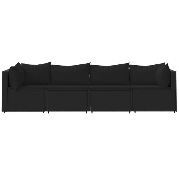 vidaXL loungesæt til haven 4 dele med hynder polyrattan sort