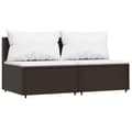 Miniatyrbillede 3 af 10: vidaXL midtermoduler til havesofa 2 stk. med hynder polyrattan brun