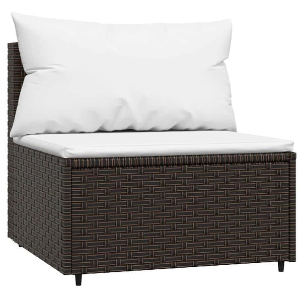 vidaXL midtermoduler til havesofa 2 stk. med hynder polyrattan brun