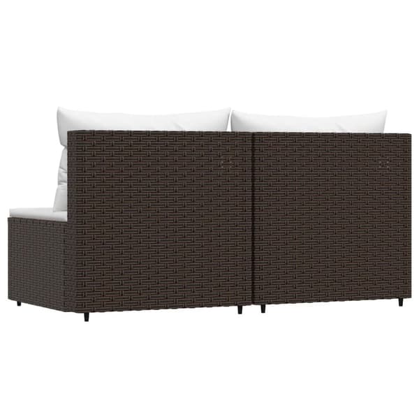 vidaXL midtermoduler til havesofa 2 stk. med hynder polyrattan brun