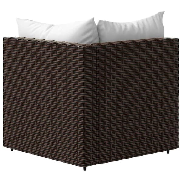 vidaXL hjørnemodul til havesofa med hynder polyrattan brun